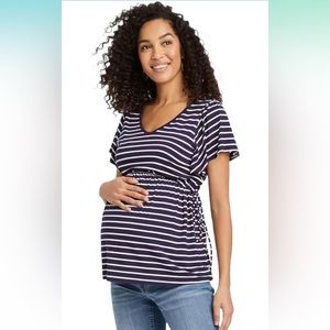 Isabel Maternity Flutter Short Sleeve Tie-Waist Maternity Top - XS